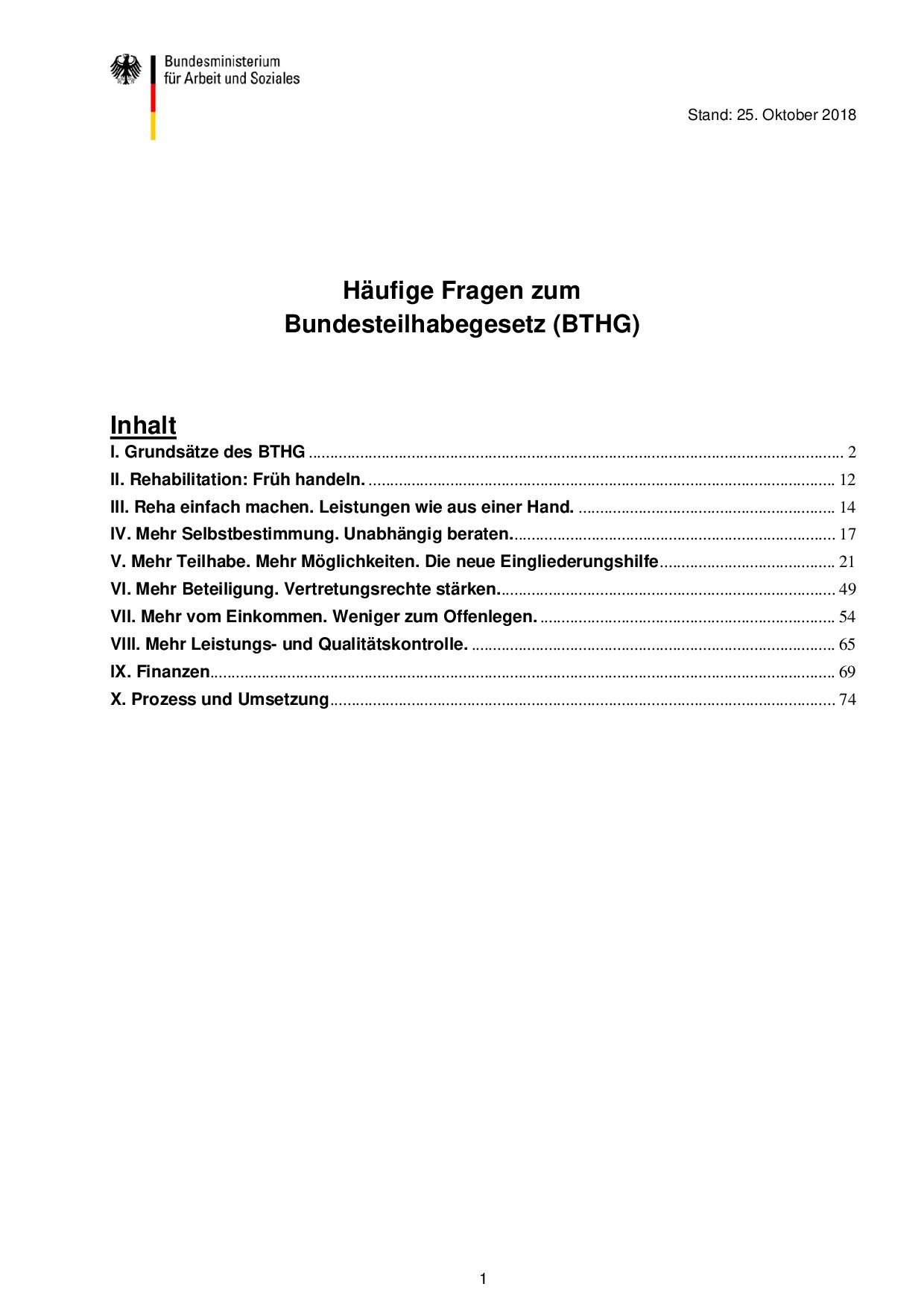 Häufige Fragen zum Bundesteilhabegesetzt (BTHG)