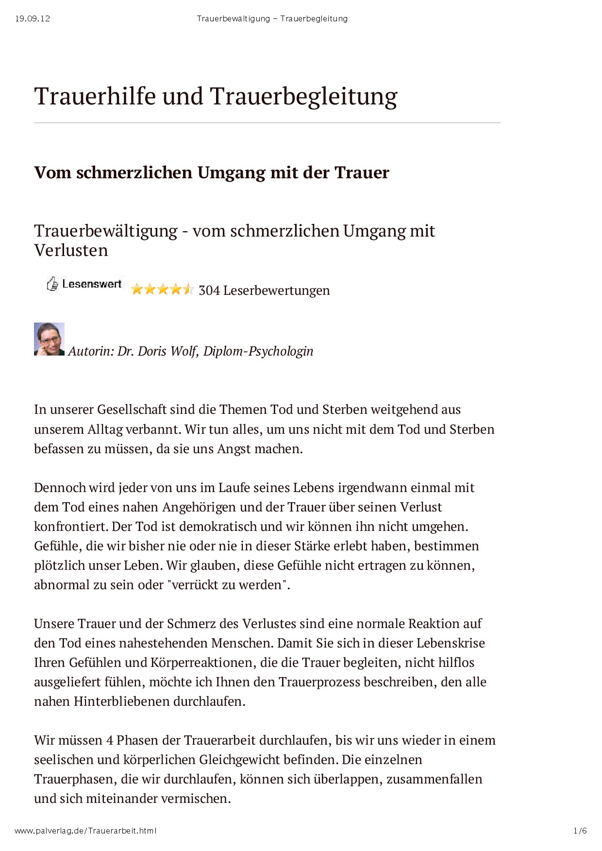 Trauerbewältigung - Trauerbegleitung Vom schmerzlichenUmgang mit der Trauer